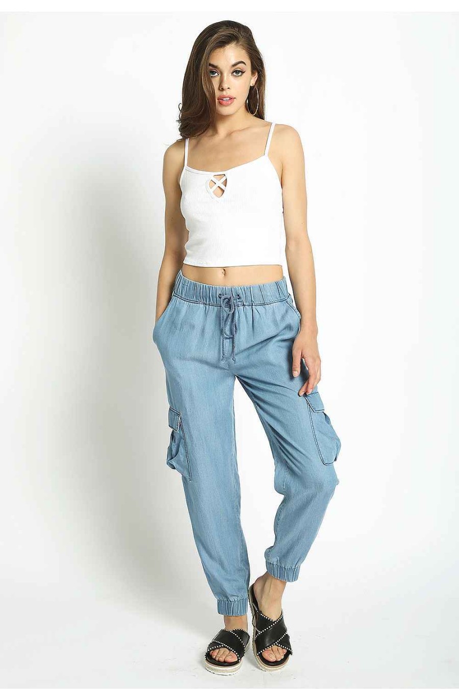 Women Sans Souci Crop Tops | 4X2 Rib Knit Crop Cami Top