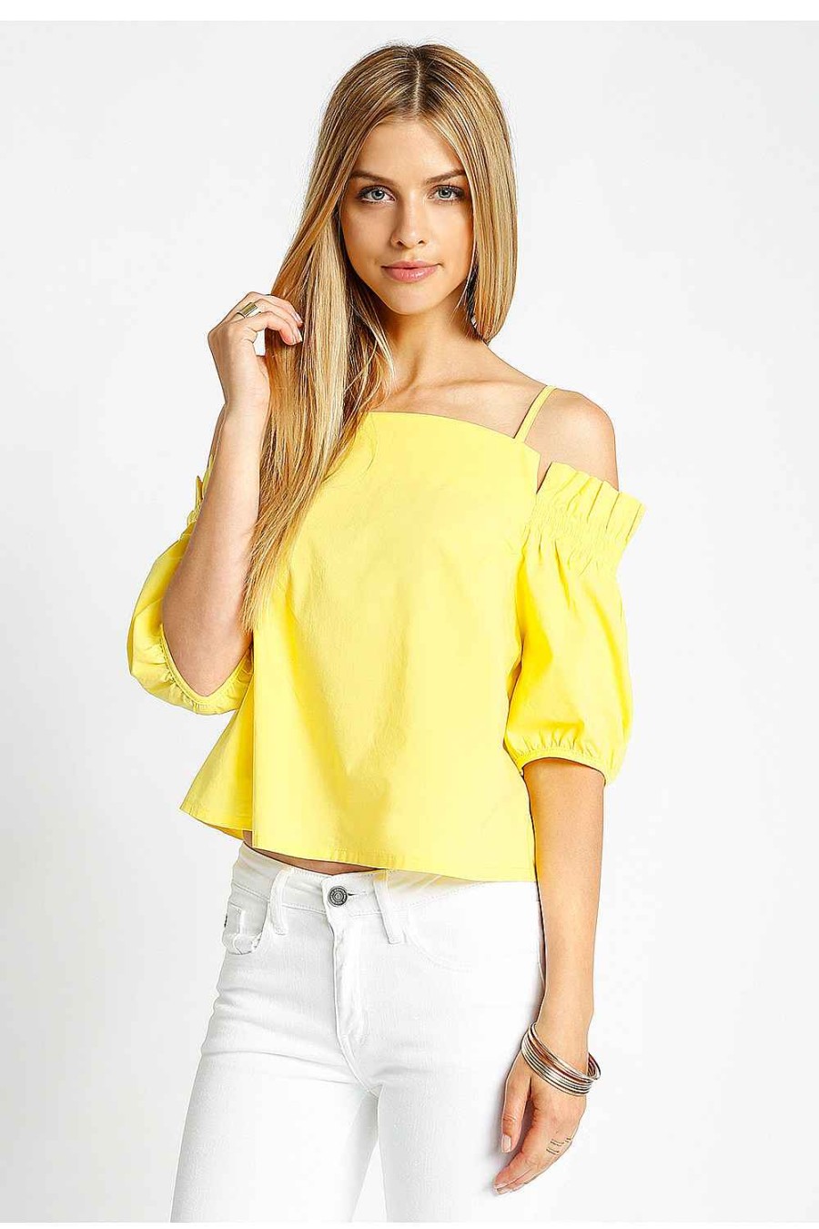 Women Sans Souci Cold Shoulder Tops | Poplin Off Shoulder Top