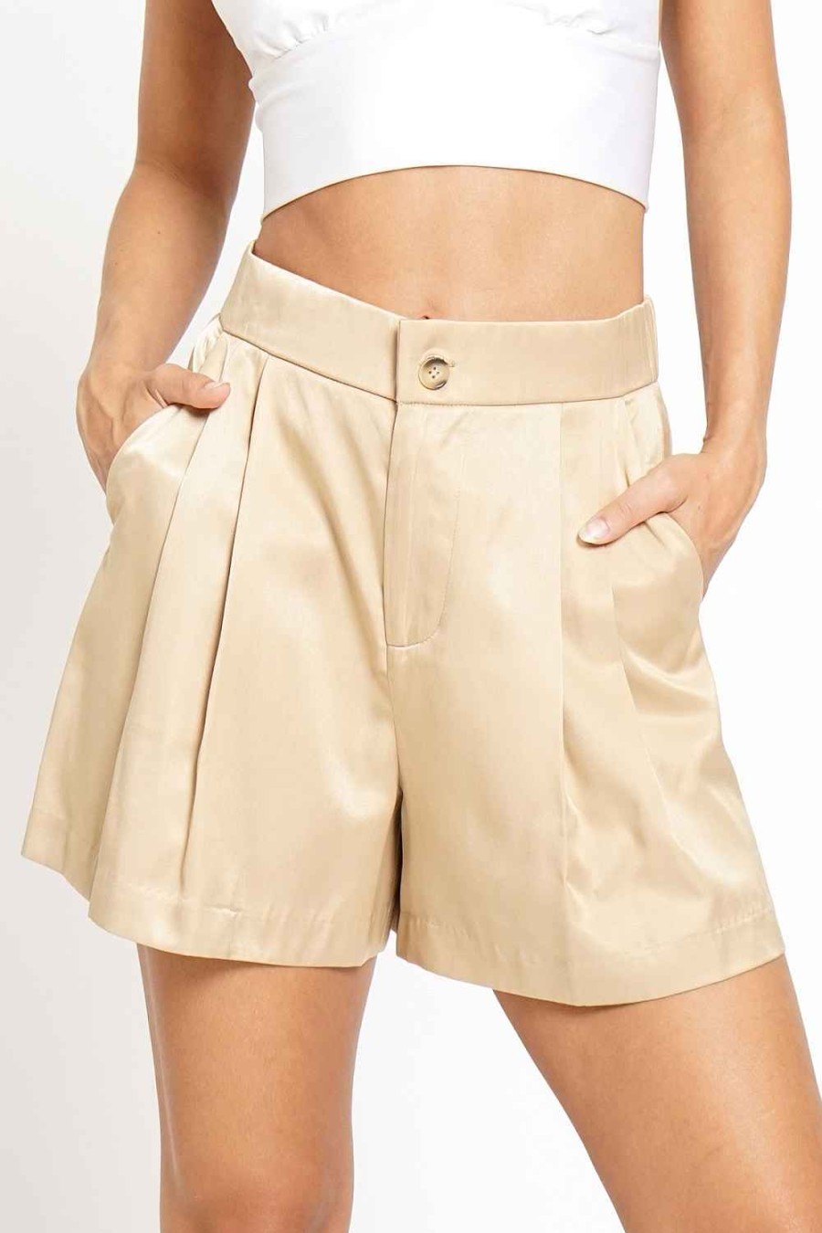 Women Sans Souci | Elastic Waist Band Pleated Shorts