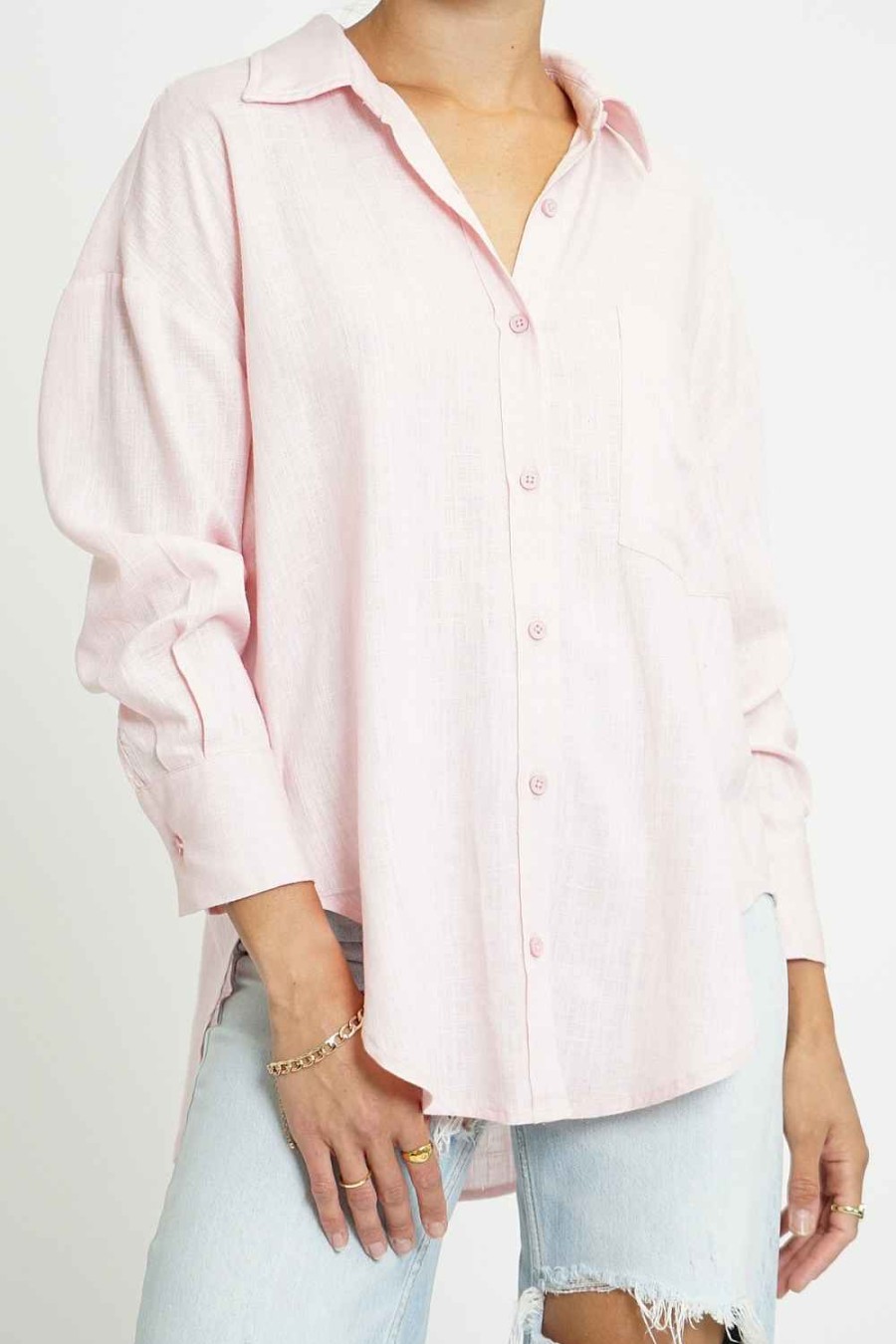 Women Sans Souci Long Sleeve Tops | Oversized Linen Shirt