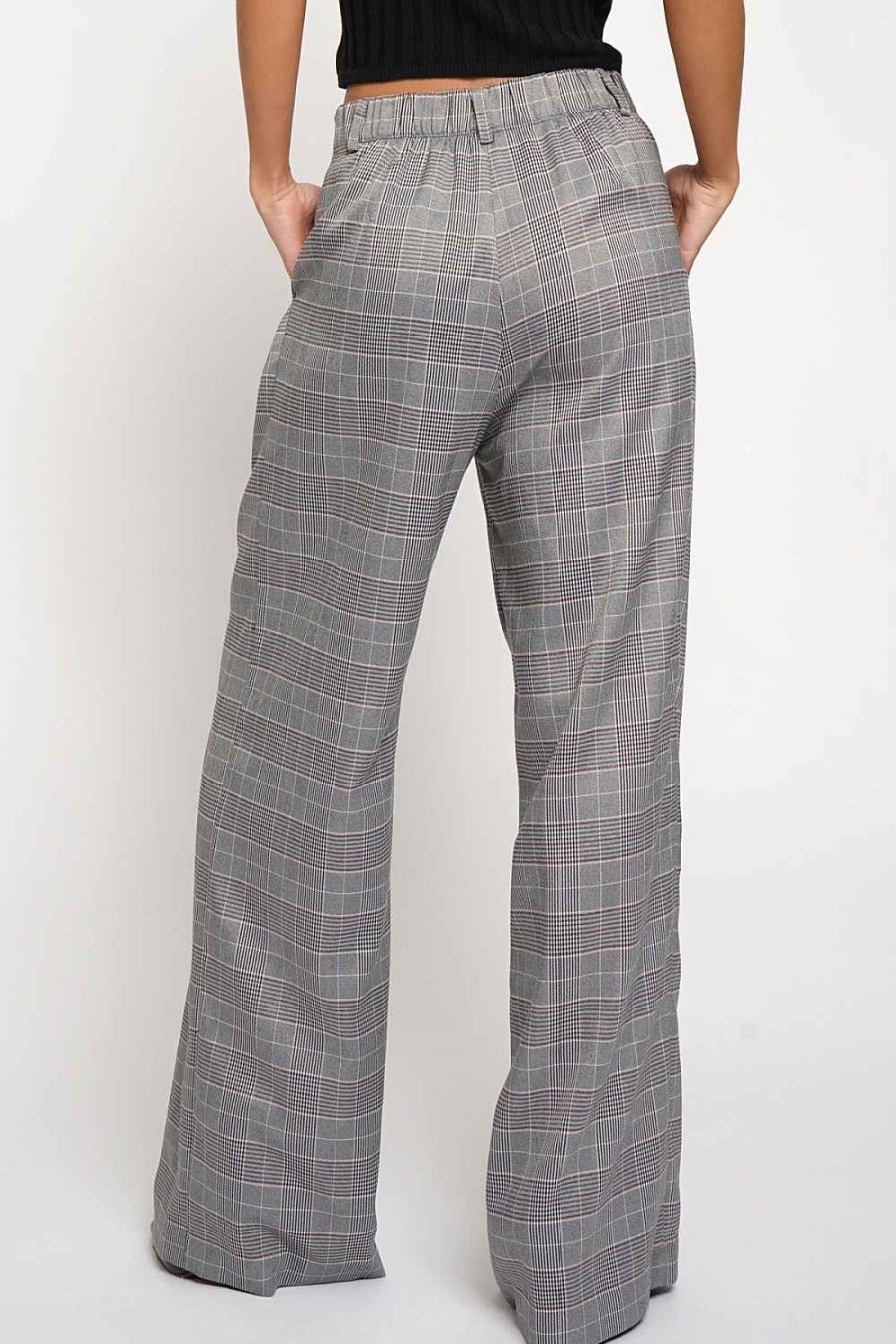 Women Sans Souci | Plaid Double Pleated Front Trouser