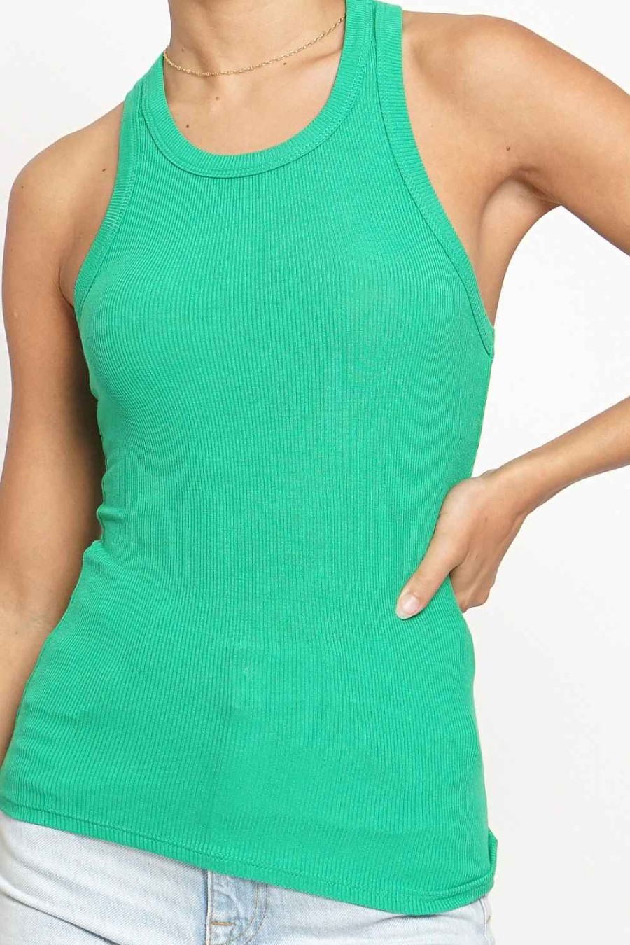 Women Sans Souci Sleeveless Tops | Classic Tank Top Green