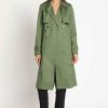 Women Sans Souci Coats | Double Breast Trench Coat Green