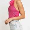 Women Sans Souci Crop Tops | Rhinestone Mesh Halter Top