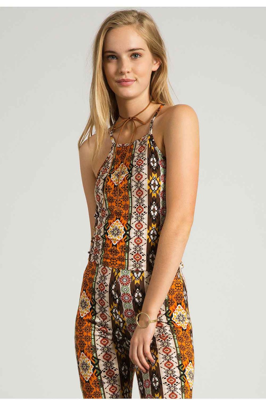 Women Sans Souci Tank Tops | Aztec Print Bib Camisole Multi