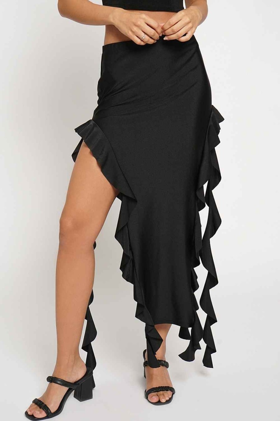 Women Sans Souci Skirts | Draped Ruffle Midi Skirt