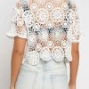 Women Sans Souci Shirts & T-Shirts | Boxy Crochet Lace Crop Top