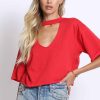 Women Sans Souci Shirts & T-Shirts | French Terry Choker Tee Red