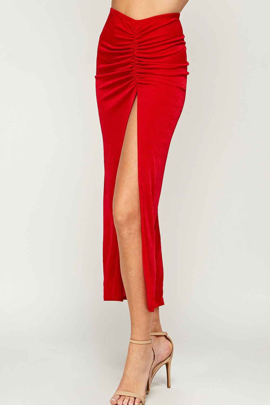 Women Sans Souci Skirts | Ruched Slinky Skirt Red