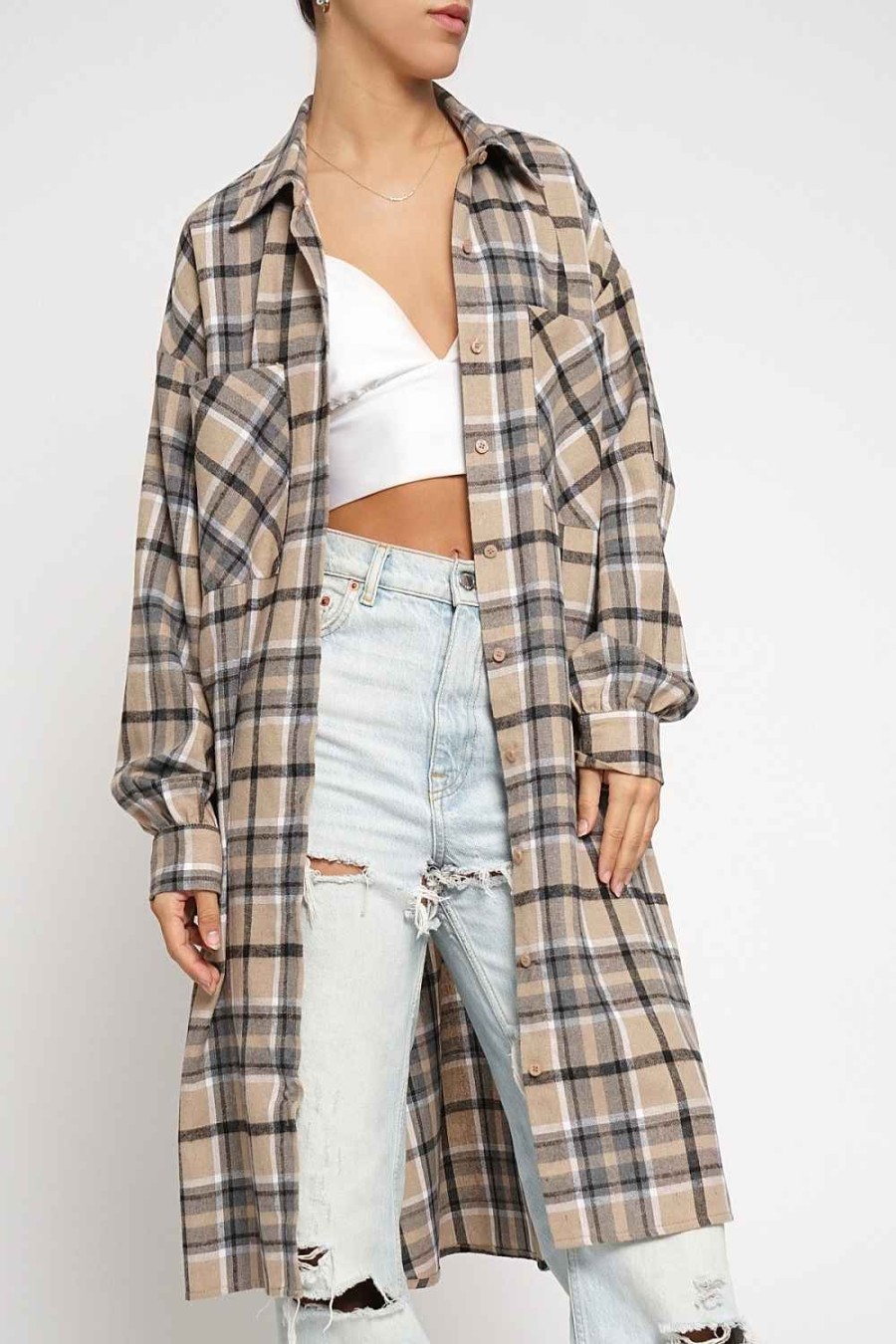 Women Sans Souci Jackets | Plaid Shirt Dress