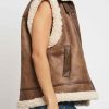 Women Sans Souci Vests | Oversized Faux Shearling Vest Brown