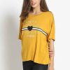 Women Sans Souci Shirts & T-Shirts | Embellished Graphic Drop Shoulder Tee Mustard