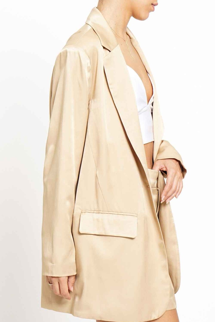 Women Sans Souci Jackets | Oversized Satin Blazer