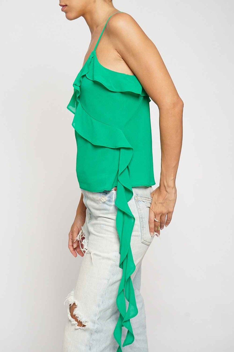 Women Sans Souci Sleeveless Tops | Double Georgette Ruffled Cami