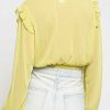 Women Sans Souci Crop Tops | Ruffle Wrap Long Sleeve Crop Blouse