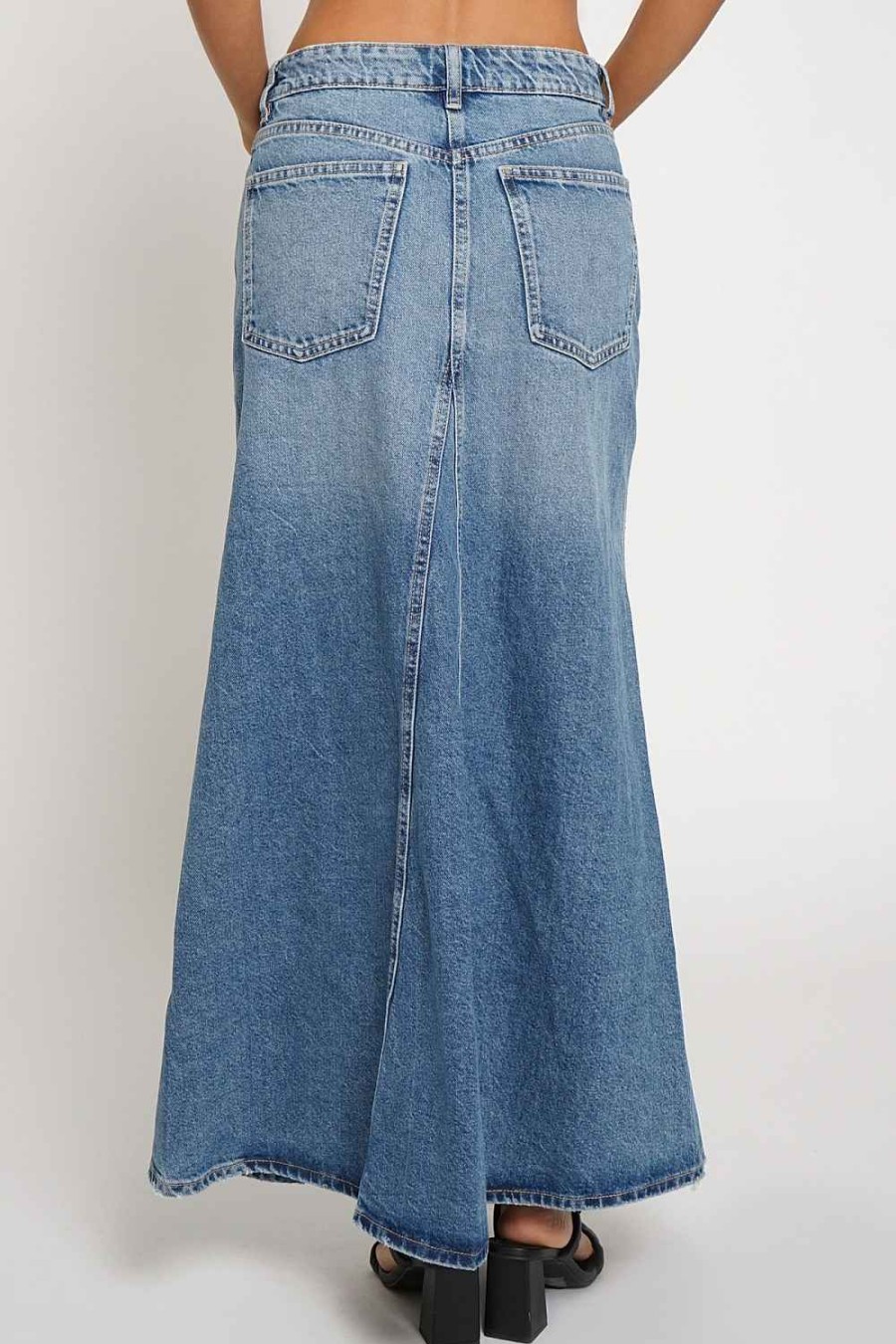 Women Sans Souci Skirts | Fit Flare Maxi Skirt Denim