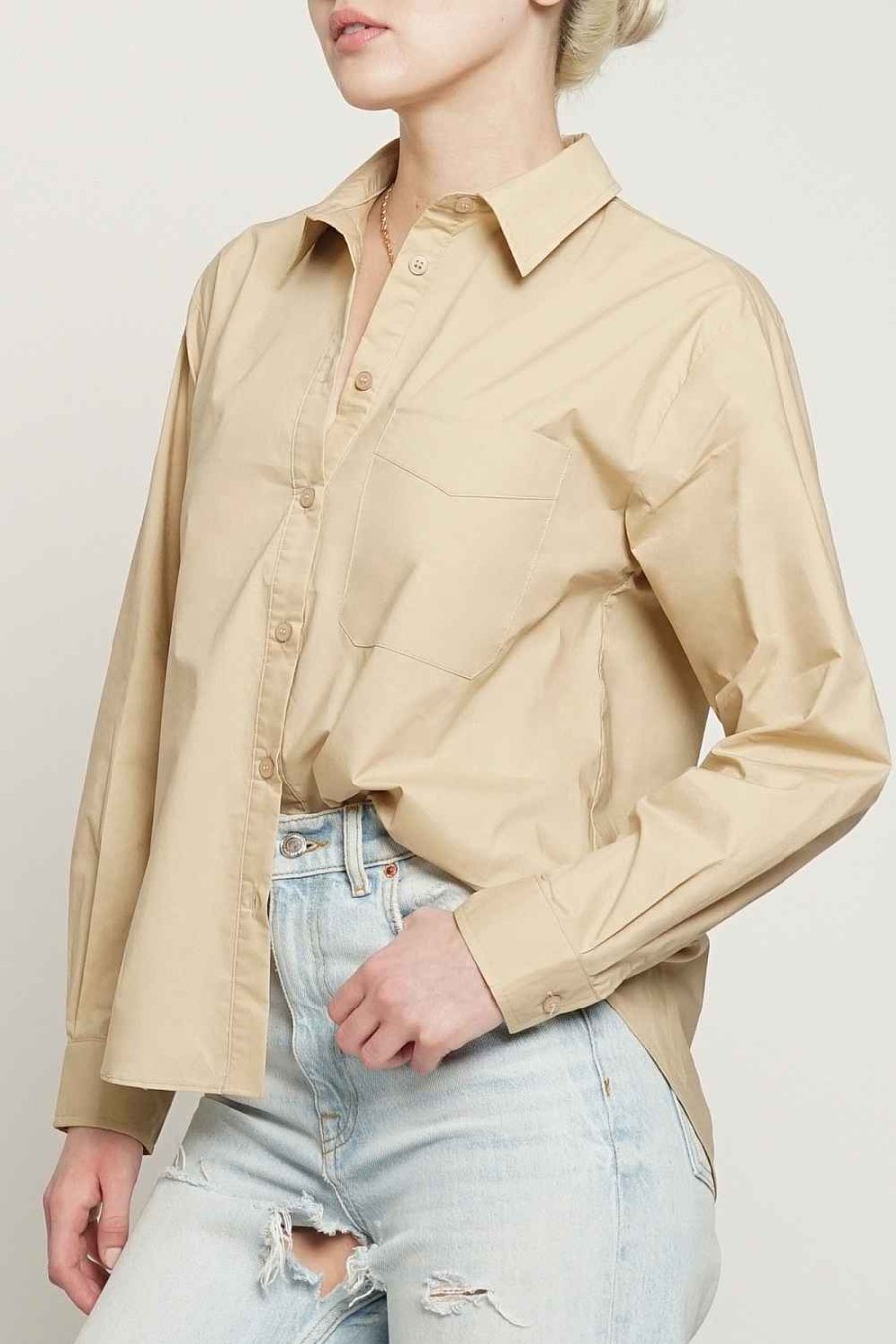 Women Sans Souci Long Sleeve Tops | Oversize Button Down Shirt