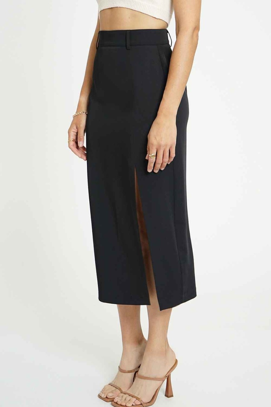 Women Sans Souci Skirts | Belted Midi Column Skirt