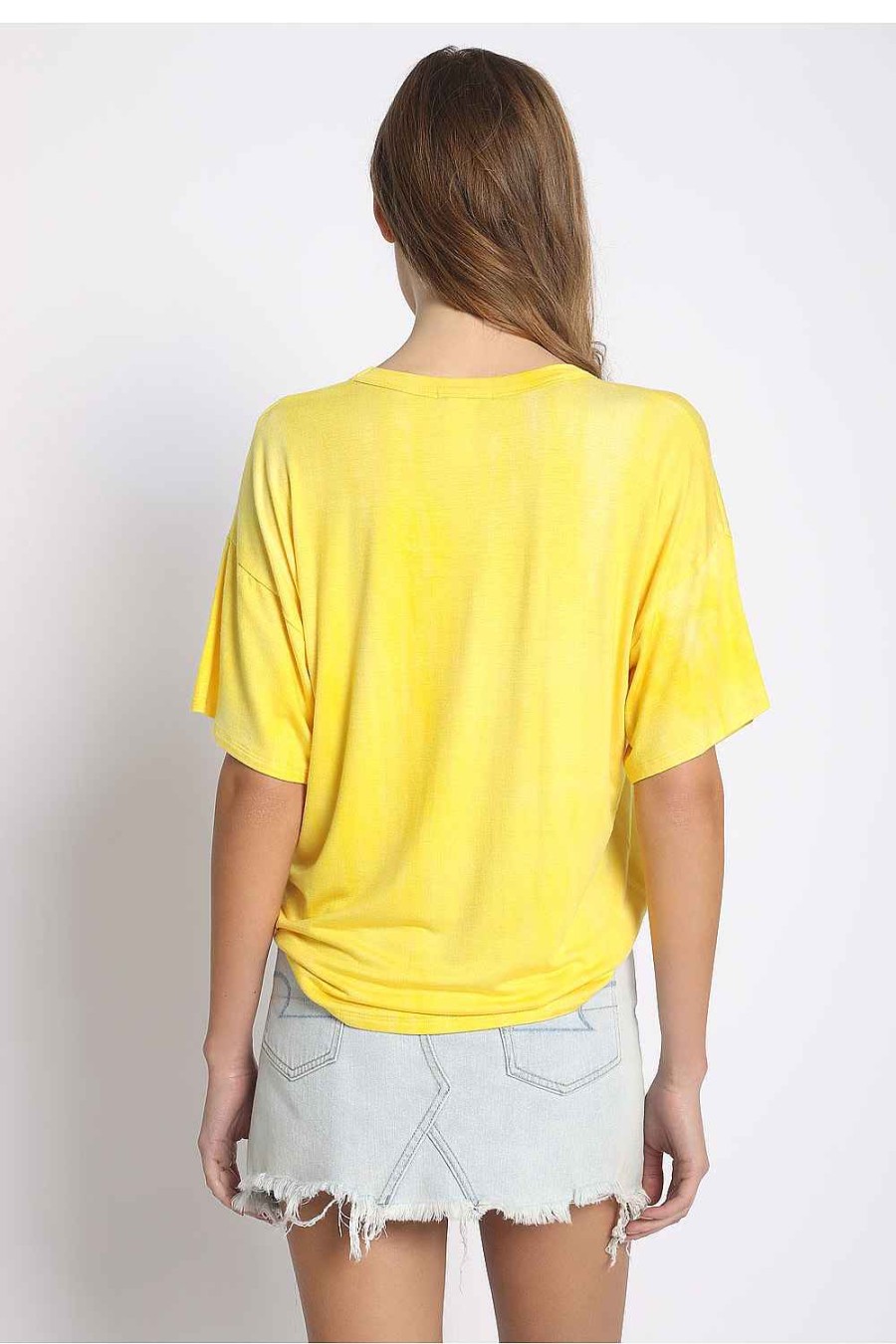 Women Sans Souci Short Sleeve Tops | Boxy Crew Neck Tee Yellow