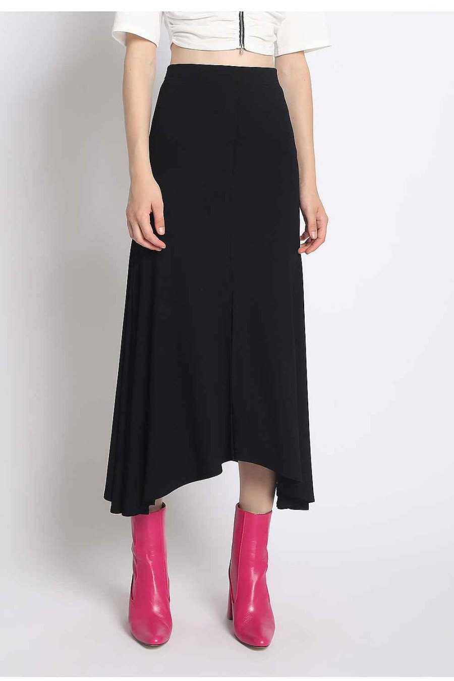 Women Sans Souci High-Waisted | Front Slit Midi Skirt Black