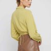 Women Sans Souci Crop Tops | Button Tie Waist Crop Top Chartreuse