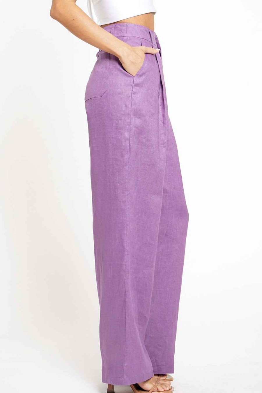 Women Sans Souci Pants | Linen Pleat Pants