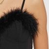 Women Sans Souci Tank Tops | Feather Trim Bra Top