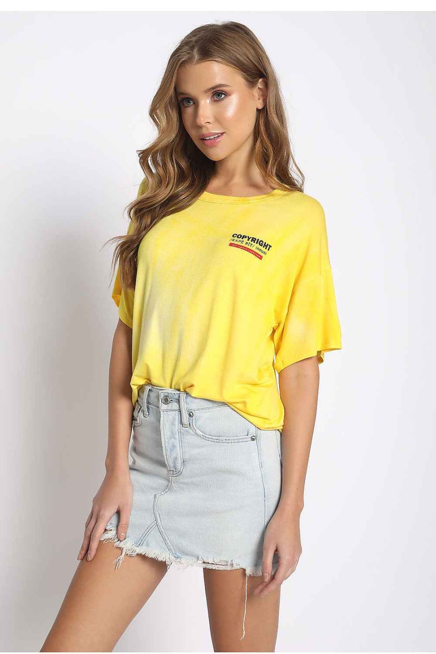 Women Sans Souci Shirts & T-Shirts | Boxy Crew Neck Tee Yellow