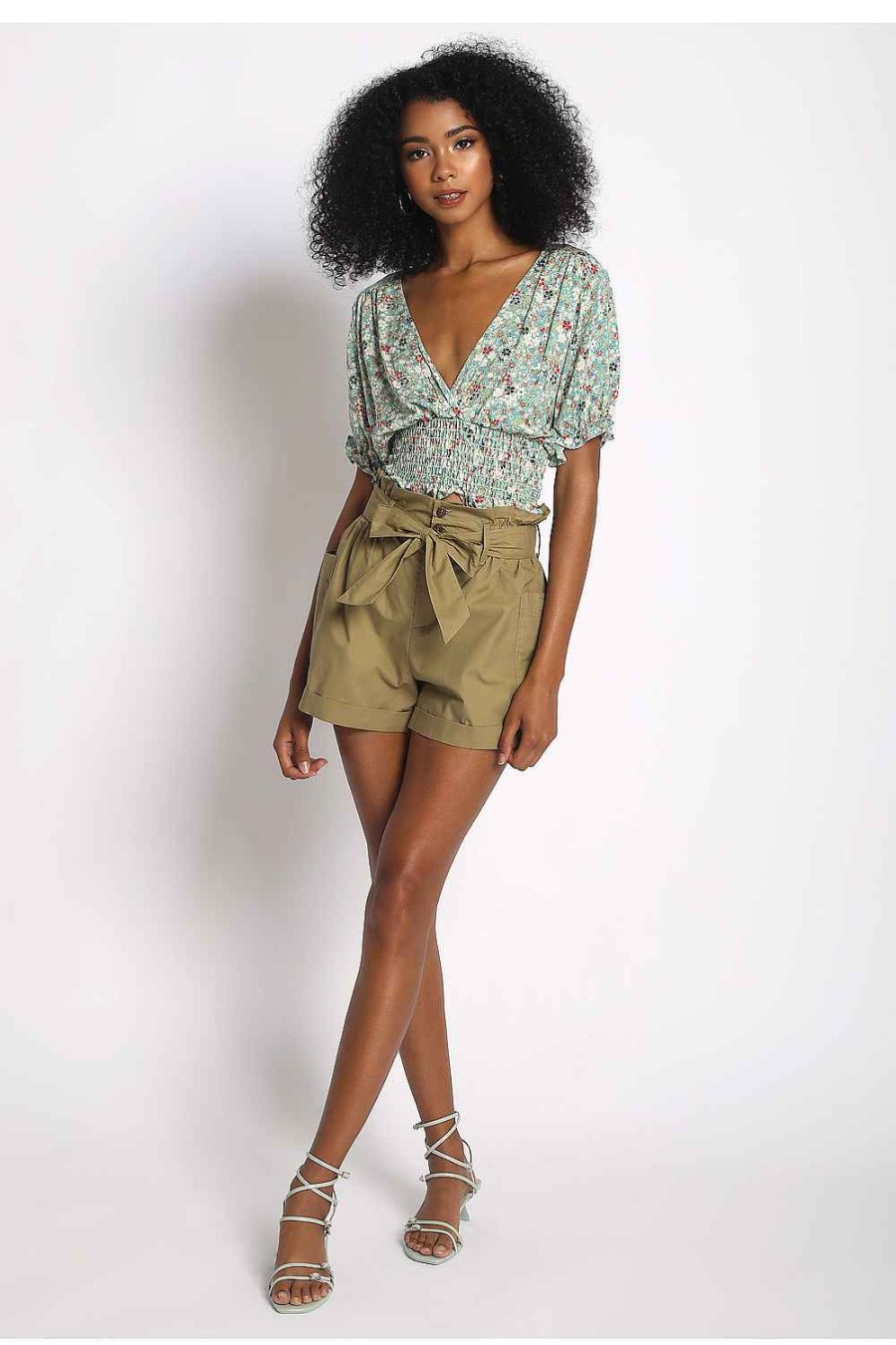 Women Sans Souci Crop Tops | Floral Print Surplice Top