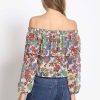 Women Sans Souci Strapless Tops | Floral Tie Front Off Shoulder Top Ivory Multi