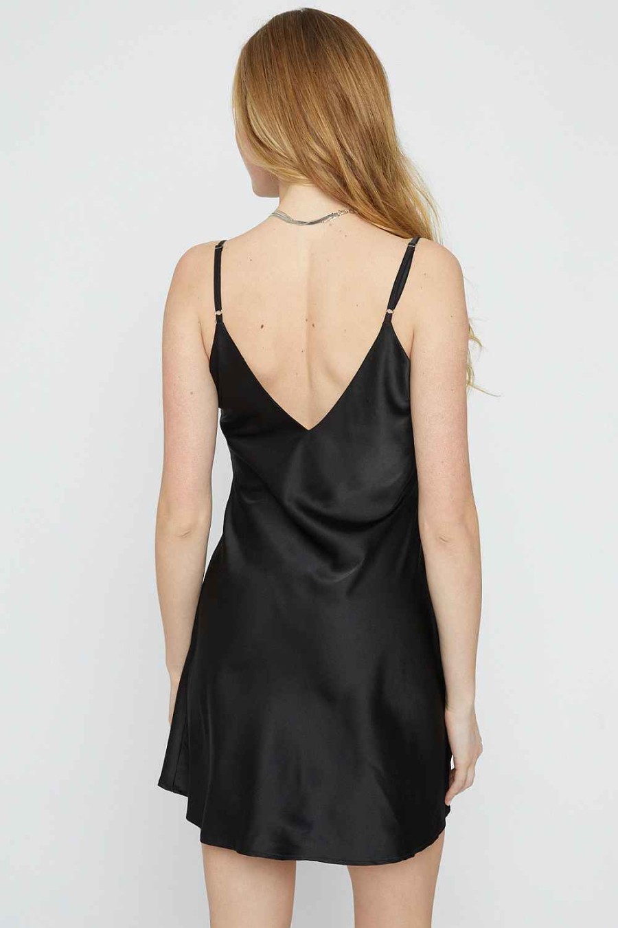 Women Sans Souci Mini Dresses | Satin Slip Dress Black